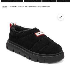 Hunter Madison Black Insulated Mules new with box